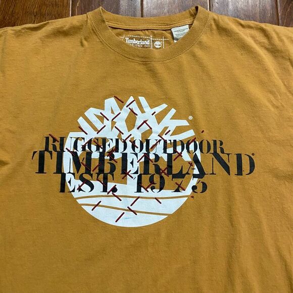 Timberland Vintage Y2K Rugged Outdoors Wheat Brown T-Shirt Mens Size XL - Picture 2 of 9